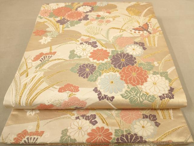 平和屋着物◎六通柄袋帯　唐織　能衣上品錦　金糸　正絹　逸品　AAAZ5754dt(4)