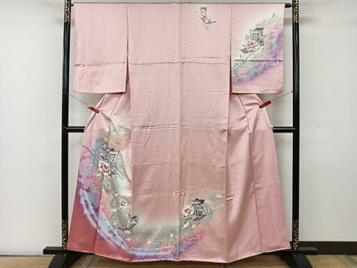 平和屋着物■訪問着 御所車枝花文 暈し染め 銀彩 正絹 逸品 CAAP5838kb 平和屋着物■訪問着 御所車枝花文 暈し染め 銀彩 正絹 逸品 CAAP5838kb