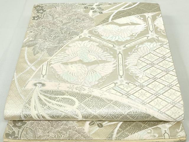 平和屋着物◎六通柄袋帯　唐織　華燭杼扇文　プラチナ二重箔　正絹　逸品　DAAX7581qa