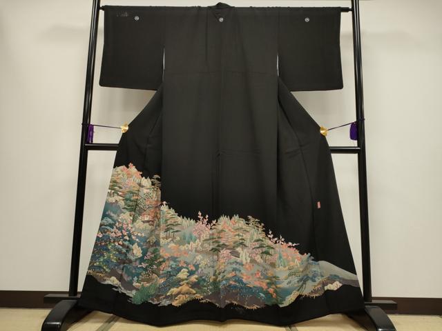 平和屋着物■豪華黒留袖 作家物 風景文 正絹 逸品 CAAK1736oy