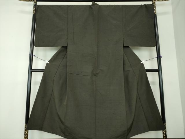 平和屋着物●男性　髭紬　アンサンブル　キングサイズ　長羽織　色無地　濃藍媚茶色　正絹　逸品　DAAS3962ps