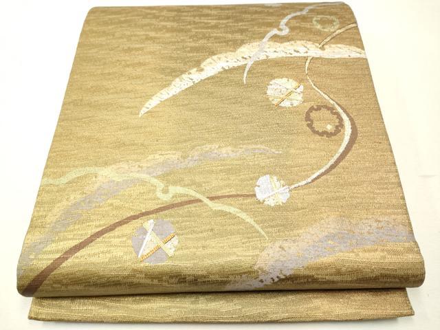 平和屋着物●太鼓柄袋帯　駒刺繍　雪輪文　金銀彩　正絹　逸品　CAAK4550hy