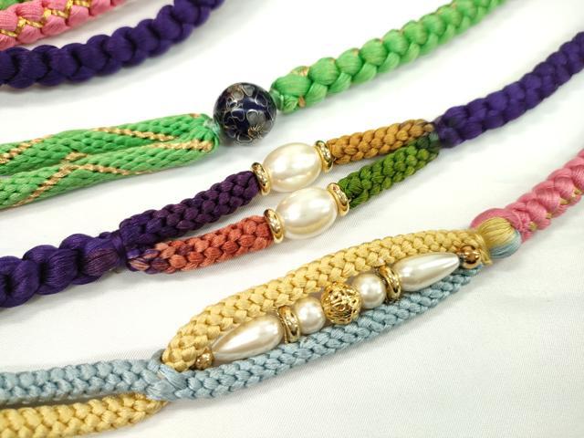 平和屋着物▼和装小物　帯締め3本セット　振袖用　飾り付き　パール　金糸　逸品　CAAZ6162ju