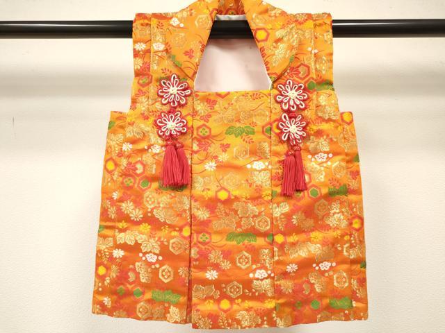 平和屋着物[]女の子　子供　被布　亀甲桐花文　金糸　DABE7199ma