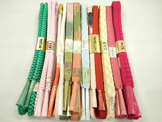 平和屋着物●和装小物　帯締め10本セット　高麗組　本場大島紬　丸組　逸品　未使用...