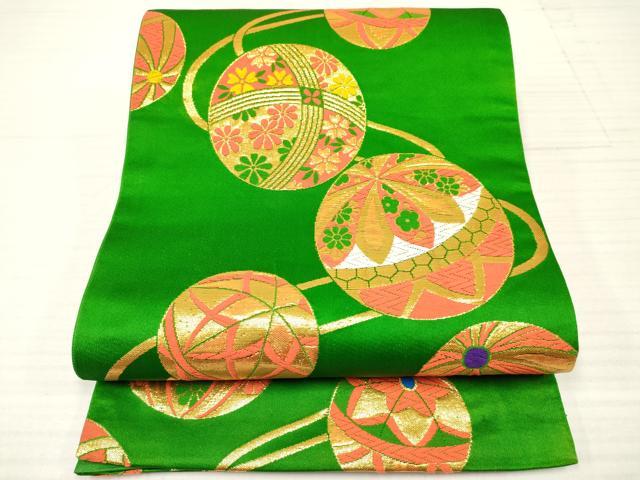 平和屋着物[]七五三　子供　女の子　全通柄袋帯　鞠花文　金糸　逸品　DABA3810ma