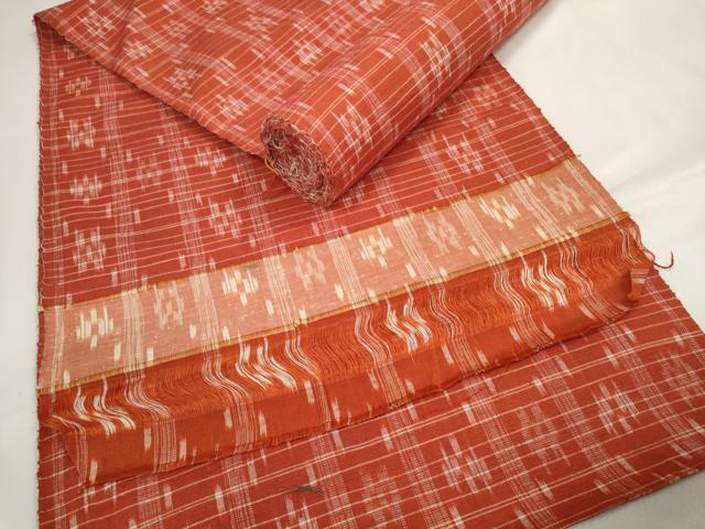 平和屋着物▼紬　反物　着尺　絣間道　逸品　未使用　DAAW7483zzz