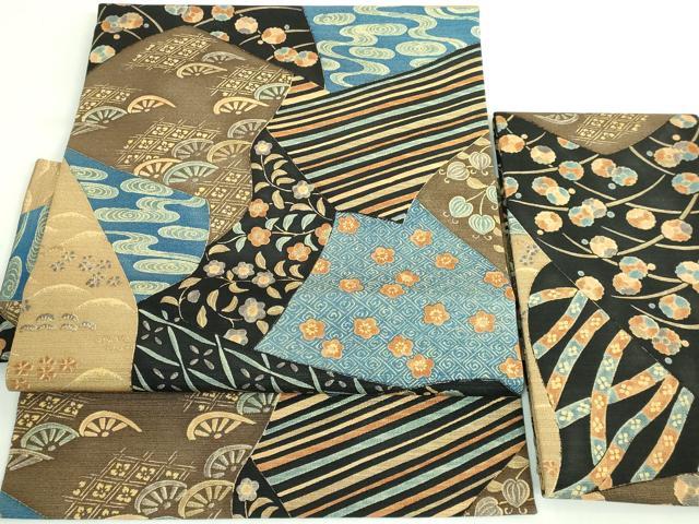 平和屋着物●極上　摺型友禅　京都　多ち花　つけ帯　切り嵌め花文　逸品　DZAB4532kh6
