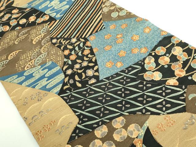 平和屋の平和屋着物●極上　摺型友禅　京都　多ち花　つけ帯　切り嵌め花文　逸品　DZAB4532kh6｜アングル3