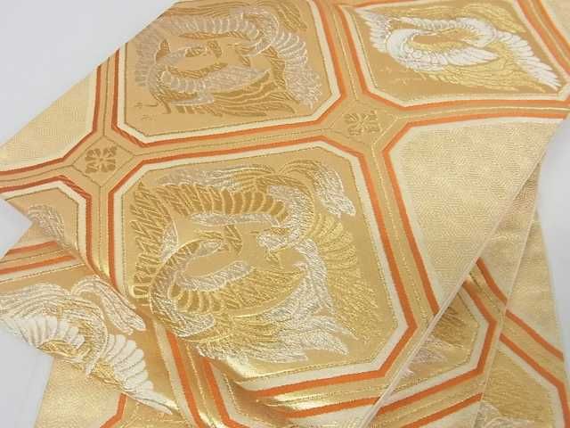 平和屋着物■六通柄袋帯　双鳥花文　金銀糸　逸品　ma3275(4)