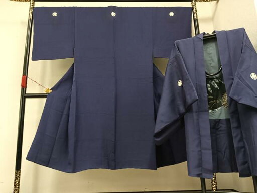 平和屋着物●男性 色紋付 羽織セット 着物:青褐色 羽織:褐色 正絹 逸品 AABA1278ph 平和屋着物●男性 色紋付 羽織セット 着物:青褐色 羽織:褐色 正絹 逸品 AABA1278ph