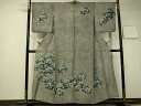 平和屋着物*夏物 訪問着 絽 草花文 たたき染め 黒地 金銀彩 正絹 逸品 CAAS8360vp