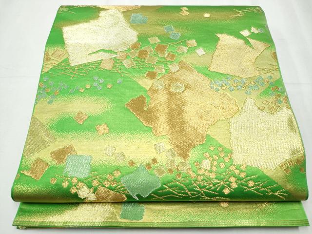 Kimono - 平和屋着物●西陣　川島織物　六通柄　本袋帯　破れ色紙文　金糸　正絹　逸品　CABC5564hy