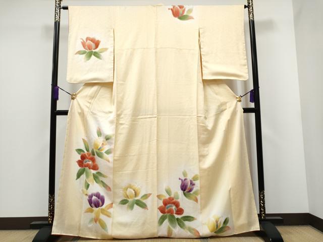 平和屋着物●訪問着　草花文　暈し染め　金彩　正絹　逸品　CAAK4480hy