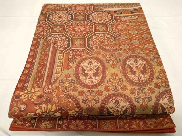 平和屋着物◎六通柄袋帯 切嵌更紗花鳥文 正絹 逸品 CABA2090dy