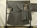 平和屋着物■男性 本場大島紬 アンサンブル 長羽織 亀甲柄 正絹 逸品 DAAM1566fc