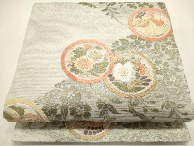 平和屋着物＊夏物 六通柄袋帯 唐織 花丸文 金銀糸 正絹 逸品 DABH1708cd