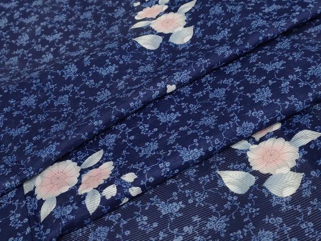 平和屋着物＊夏物　小紋　絽　草花文　洗える着物　AAAY5700st