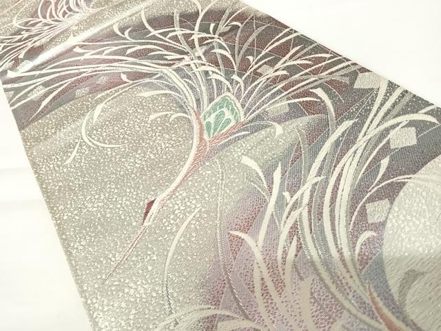 平和屋着物◎六通柄袋帯　唐織　飛鶴文　銀糸　正絹　逸品　AABA1977yx 2