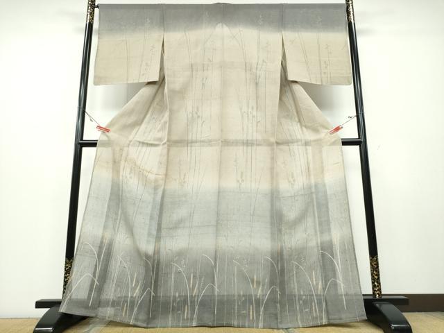 Summer Wear - 平和屋着物＊夏物　訪問着　絽紬地　手描き　水辺風景文　正絹　逸品　CAAW0885ng