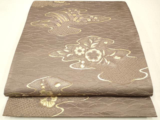 平和屋着物◎六通柄袋帯　辻が花　金糸　正絹　逸品　CABA3752qe