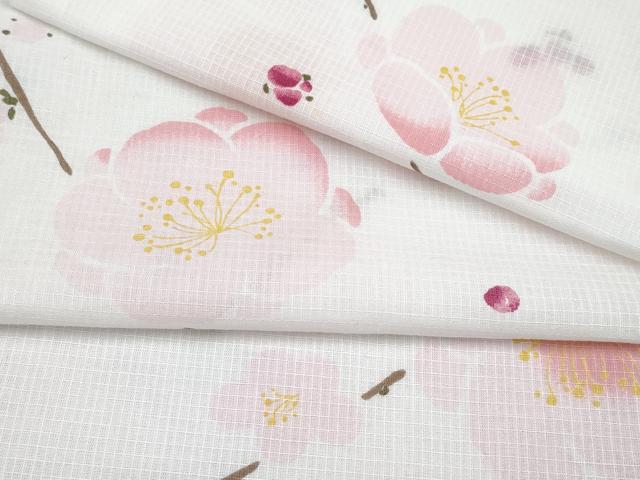 平和屋着物∴夏物　浴衣　綿紅梅　枝梅文　日本製　綿　逸品　CABF2735tx