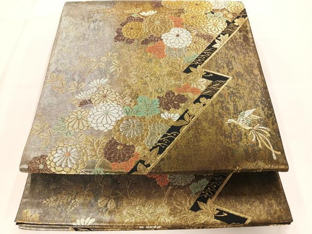 平和屋着物◎六通柄袋帯 初音蒔絵文 金糸 引箔 正絹 逸品 AAAM8725yx