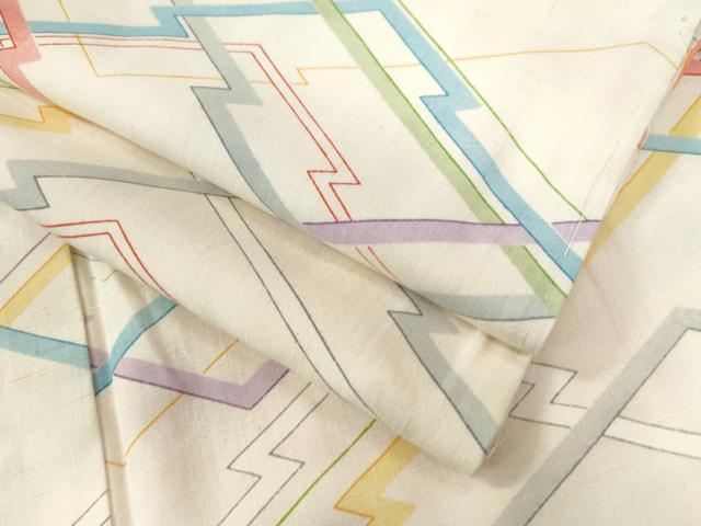 平和屋着物●上質な小紋　紬地　幾何学文様　正絹　逸品　未使用　CAAU2167yc