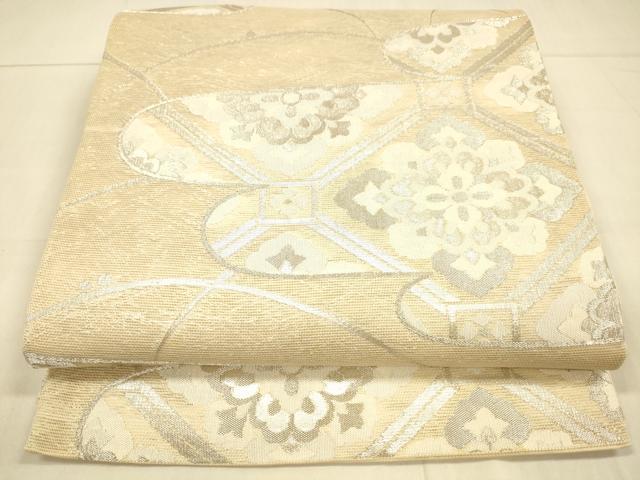 平和屋着物＊夏物　六通柄袋帯　蜀江花文　銀糸　正絹　逸品　DAAT1904cm