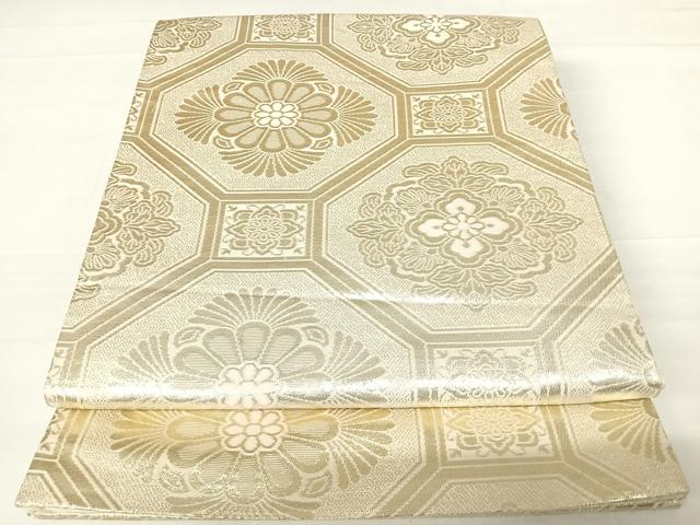 平和屋着物◎六通柄 本袋帯 手織錦 蜀江花文 金糸 正絹 逸品 AABC2316yx