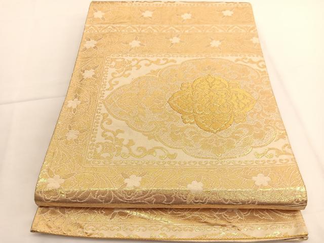 平和屋着物◎六通柄袋帯　花菱文　金糸　正絹　逸品　BAAV9533hv