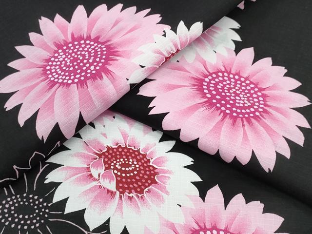 Female Yukatas - 平和屋着物∴夏物　浴衣　舞花文　黒地　綿　逸品　CABE8915ng