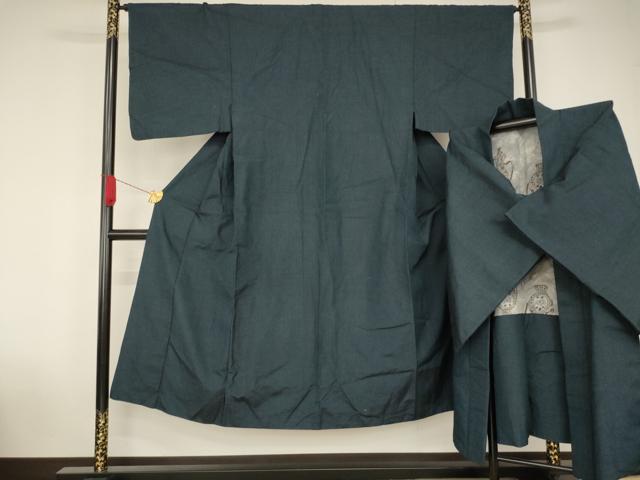 平和屋着物■男性 紬 アンサンブル 褐返色 正絹 逸品 AAAN0750ja