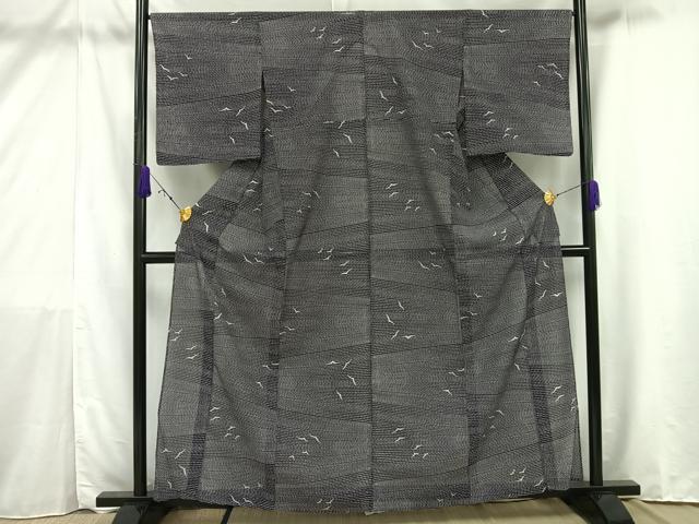 平和屋着物＊夏物　小紋　絽　舞鳥文　洗える着物　AAAV5271mf