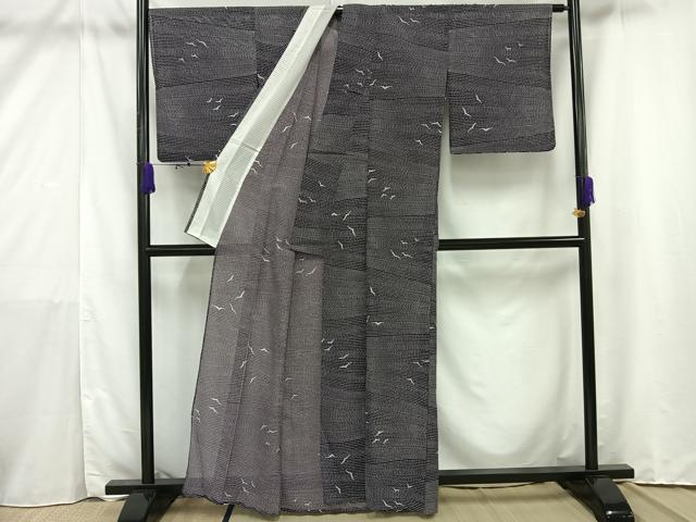 平和屋着物＊夏物　小紋　絽　舞鳥文　洗える着物　AAAV5271mf