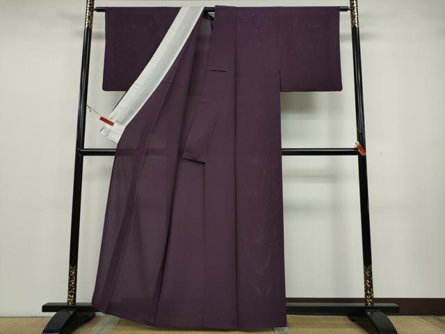 平和屋着物＊夏物　色無地　絽　滅紫色　正絹　逸品　CAAT4049ut