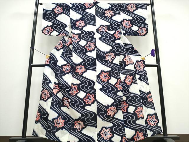 平和屋着物∴夏物　浴衣　有松鳴海絞り　竜田川　綿　逸品　CAAW0914ng