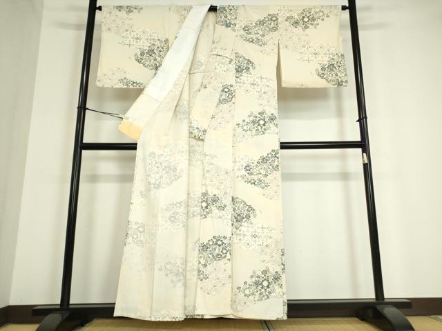 平和屋着物▽上質な小紋　単衣　霞取り花鳥文　正絹　逸品　DAAV5174az 3