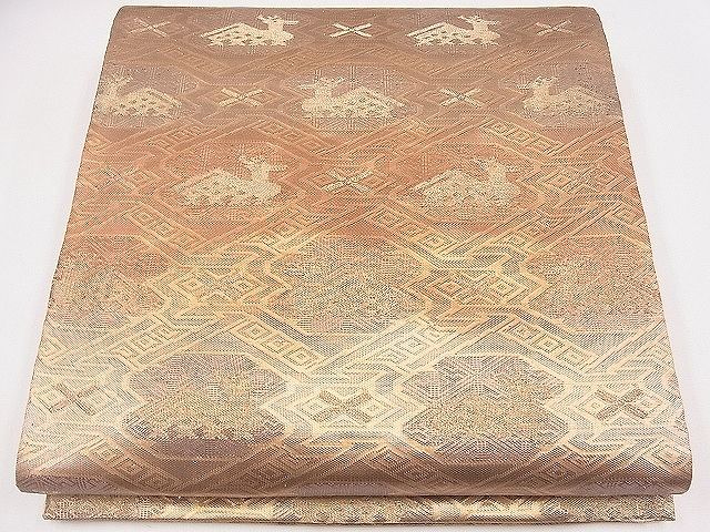 平和屋着物◎全通柄袋帯　有栖川文様　金糸　逸品　CAAD1397eg