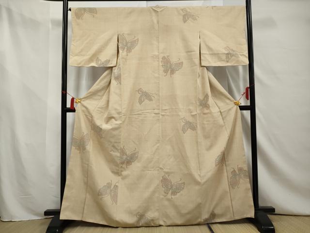 平和屋着物■上質な紬 舞蝶文 正絹 逸品 AAAX4966gw