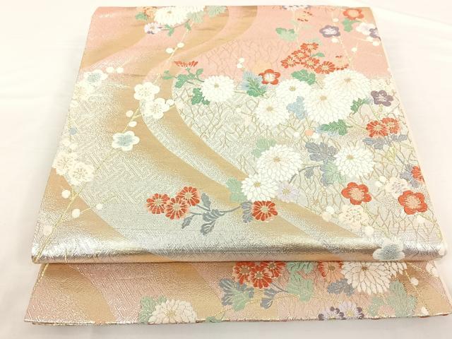 平和屋着物◎六通柄袋帯 唐織 枝花文 金糸 正絹 逸品 AAAO9057jh