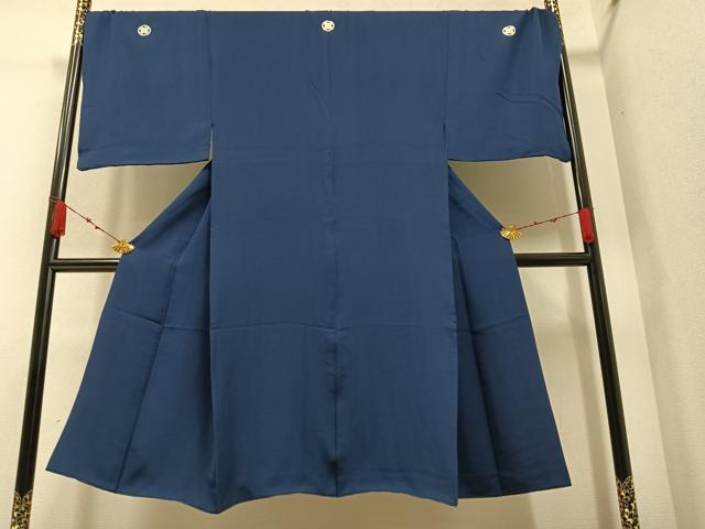 平和屋着物●男性　色紋付　羽織セット　藍鉄色　正絹　逸品　AABA1280ph