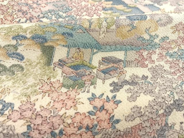 平和屋着物■上質な小紋 人物風景文 鬼しぼ縮緬 正絹 逸品 BAAO7248xa