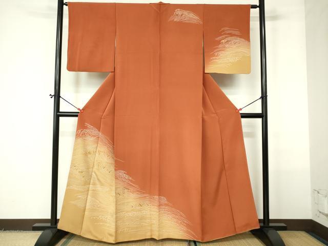 平和屋着物■訪問着 駒刺繍 立波文 暈し染め 正絹 逸品 DAAL0752sf