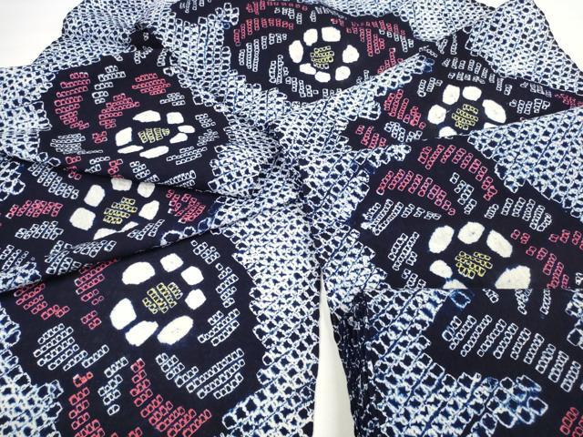 平和屋本店■極上　夏物　浴衣　有松鳴海絞り　反物　着尺　花繋ぎ　綿　逸品　未使用　DZAA11473kh5