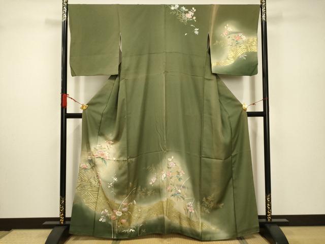 乐天商城 - 平和屋着物■訪問着　流水枝花文　暈し染め　金彩　正絹　逸品　AABD5282sx