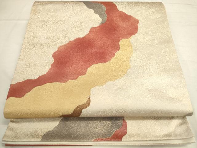 平和屋着物◎六通柄袋帯　道長文　金糸　正絹　逸品　DAAP3402ar