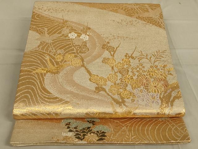 乐天商城 - 平和屋着物◎六通柄袋帯 飛鶴花文 金糸 正絹 逸品 AAAN2331ou