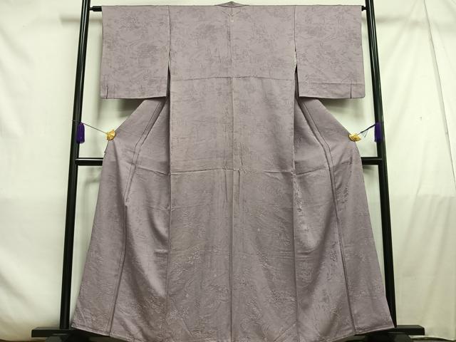 平和屋着物■上質な色無地 風景地紋 紅藤色 さが美扱い 正絹 逸品 AABC7787oa