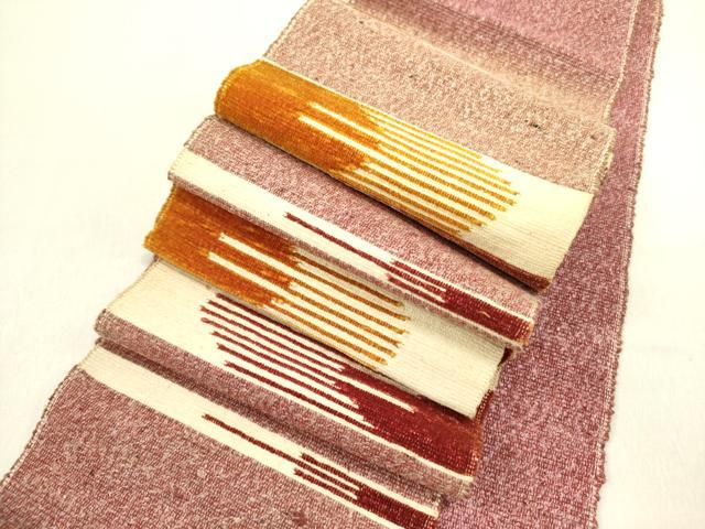 平和屋着物●半幅帯　紬地　モール織　抽象文様　正絹　逸品　DABD0936op